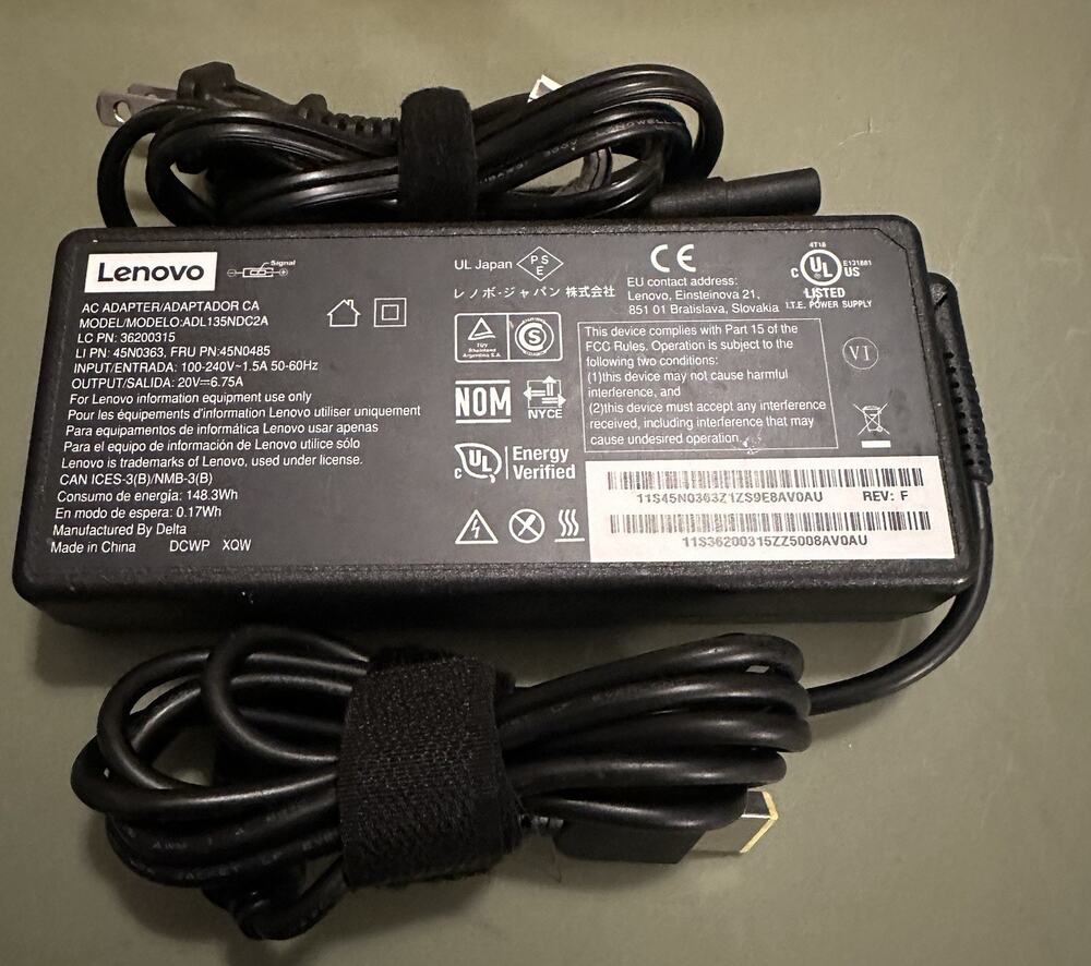 LENOVO ADL135NDC2A 20V 6.75A 135W Genuine Original AC Power Adapter Charger